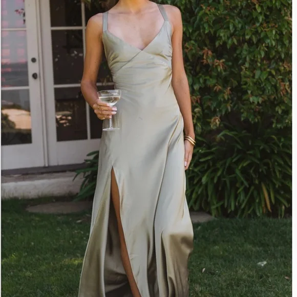 Show Me Your MuMu | Dresses | Anderson Maxi Dress Moss Green Luxe Satin | Poshmark Show Me Your MuMu | Dresses | Anderson Maxi Dress Moss Green Luxe Satin | Poshmark